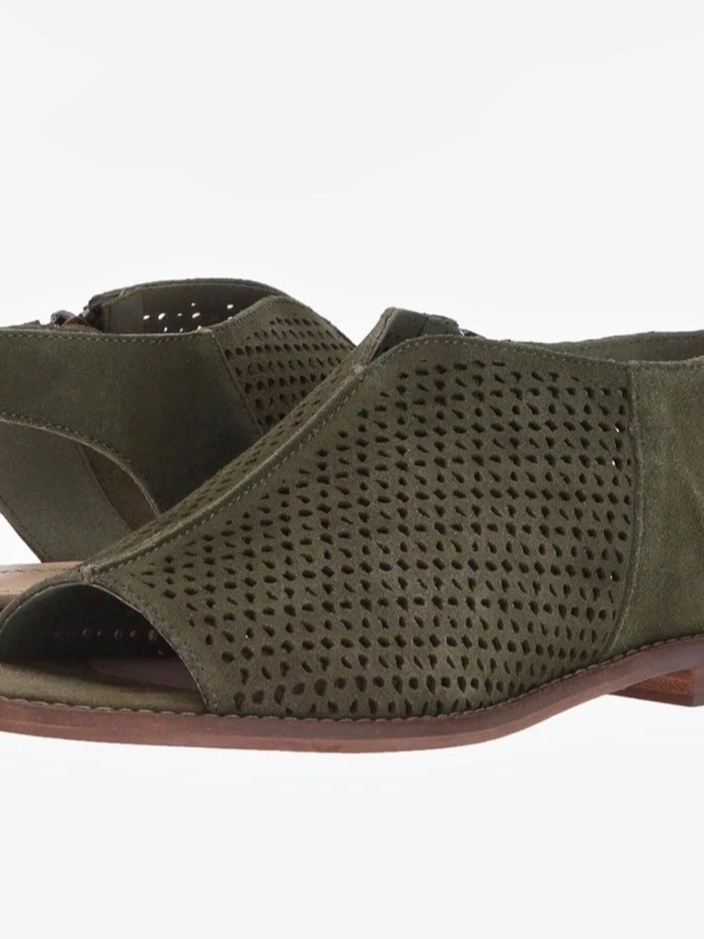 Kelsi Dagger Brooklyn Perforated Open-Toe flats Sandals in Olive Green size 9